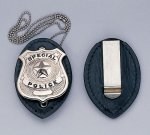 Clip On Leather Badge Holder