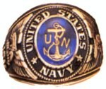 Engraved Navy Military Ring