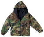 Kids Woodland Camo Reversible Fleece-Lined Nylon Jacket w/Hood