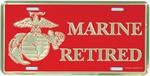 Marine Retired w/Globe & Anchor License Plate
