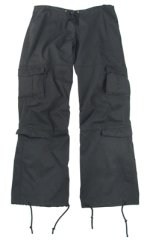 Womens Vintage Paratrooper Fatigue Pants - Solid - Black