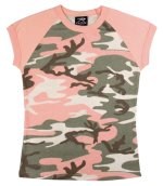 Womens Subdued Pink Camo 2-Tone Raglan T-Shirt