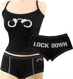 WOMEN'S BLACK ''HANDCUFF" CASUAL TANK TOP AND SHORTS
